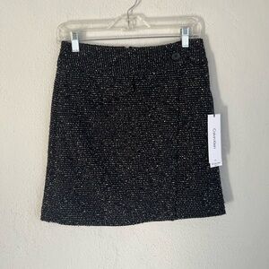 Calvin Klein  Woman Black Lined Chunky Tweed Skirts Reg Size 00